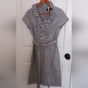 Elegant silver grey knee length evening dress